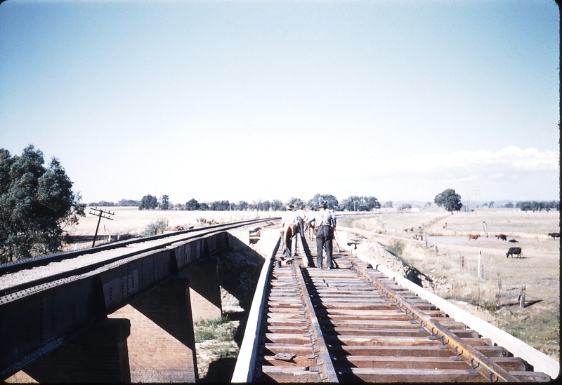 100128: Wangaratta - Bowser Section SG Tracklaying on bridge looking down