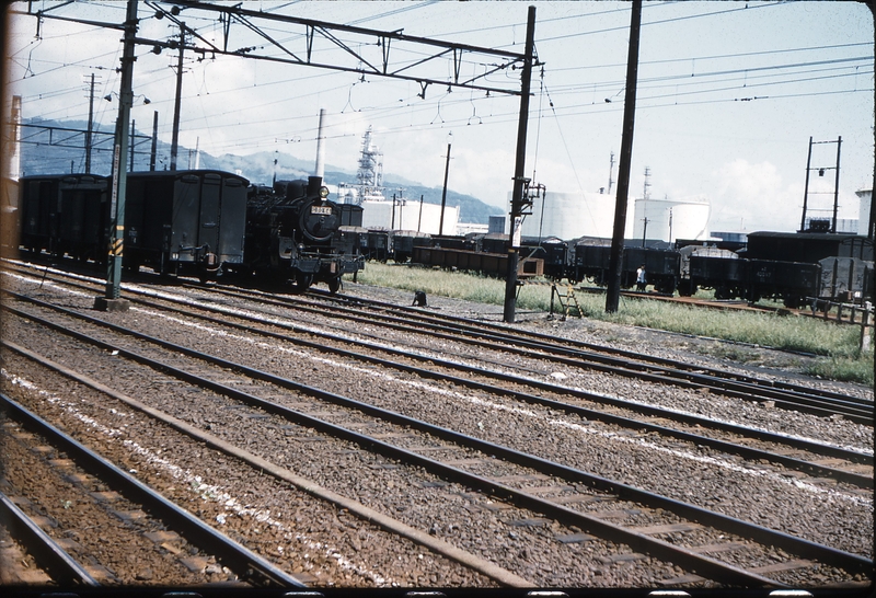 100186: Kyoto Japan Marshalling Yard Scene Steam Loco in Distance Photo W M Langford