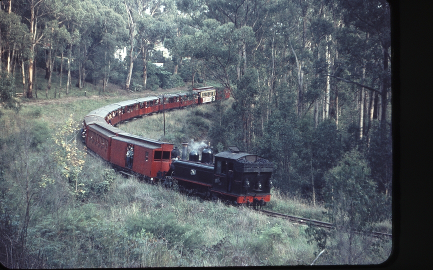 104509: Monbulk Creek Trestle down side 4:18pm Up Passenger 7A with NBL 1 at rear