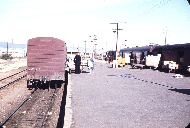 106345: Port Pirie Junction Solomontown Transferring van goods fron SAR train right to CR van left