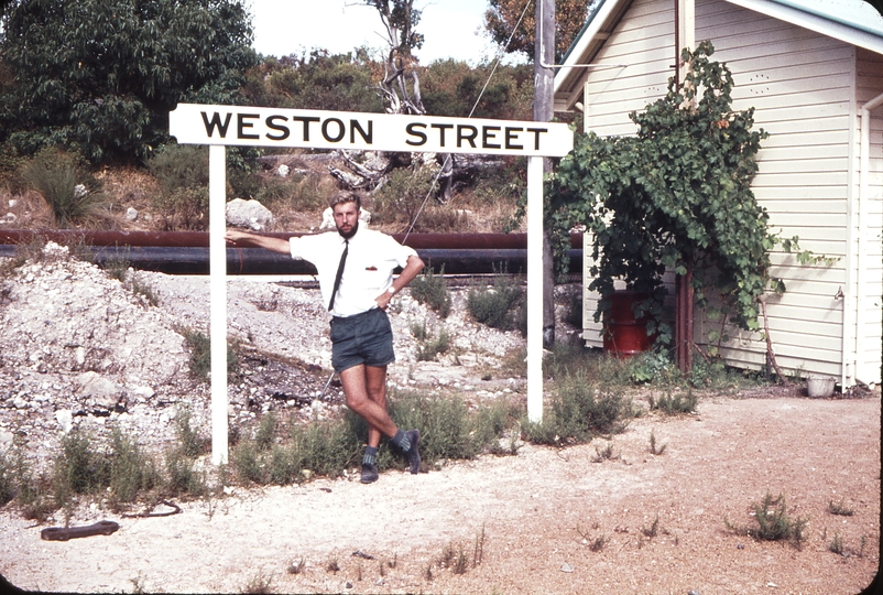 107133: Weston Street Weston Langford standing under sign Photo R H Bob Malacari