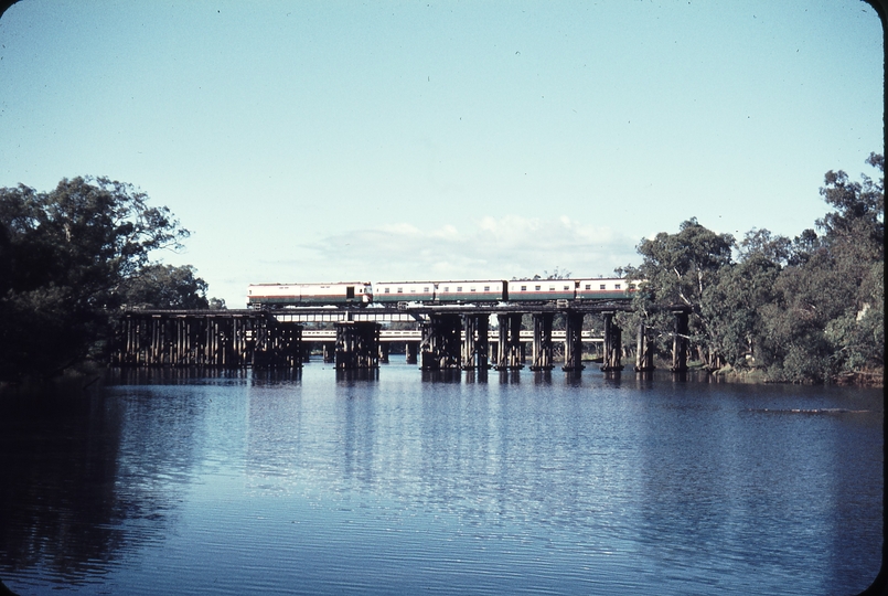 107487: Swan River Bridge Guildford Down Subiaco Football Clup Special Wildflower Railcar ADF 493 leading