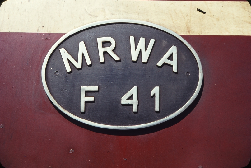 107877: Perth MRWA Number Plate on F 41
