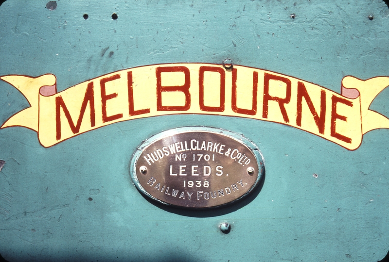 108427: Victoria Mill Abergowrie Line at Llannercost Hudswell Clarke Builders Plate on Melbourne 1701-1938