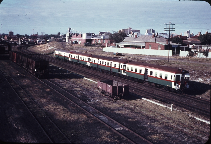 109149: Opposite East Perth Locomotive Depot Down Suburban Railcars