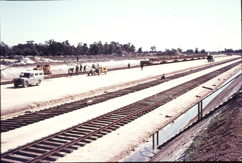 109502: Opposite Forrestfield Locomotive Depot Tracklaying in progress on yard tracks