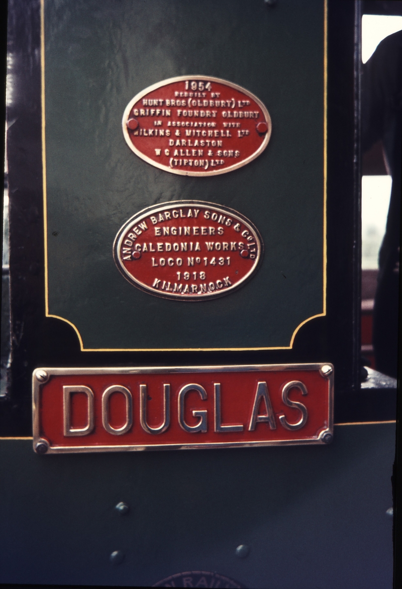 111131: Talyllyn Railway Towyn Wharf MER Name and Makers Plates on No 6 Douglas