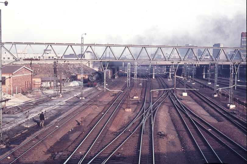111654: Johannesburg South Africa View from traffic bridge near station Steam Locomotive in distance