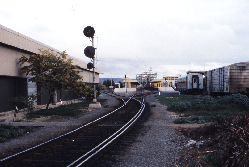 116979: Adelaide Rail Passenger Terminal Westbound Trans Australian Express in distance