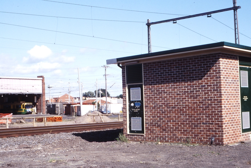 118238: Colebrook Street Tram Substation Brunswick Depot and Upfield Line in background