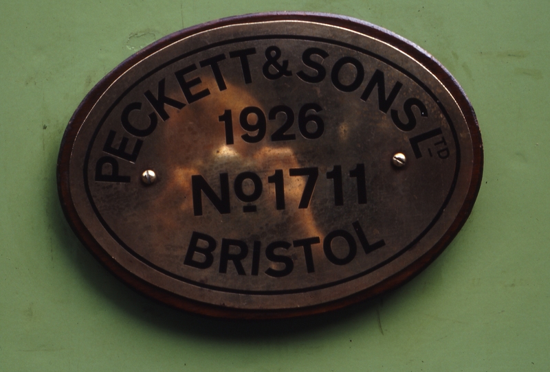118274: Gembrook Pecket Makers PLate 1711-1926 on Locomotive