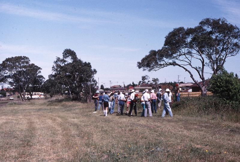 119528: Epping Quarry Siding Looking towards Melbourne Person in red hat is standing on loader foundation