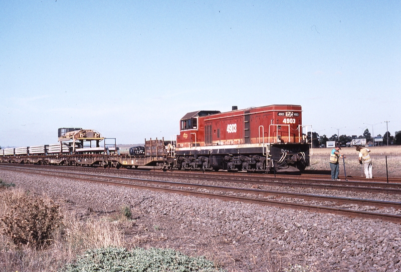 119758: km 63 Geelong Line Down Barclay Mowlem Track Assembly Train 4903 propelling