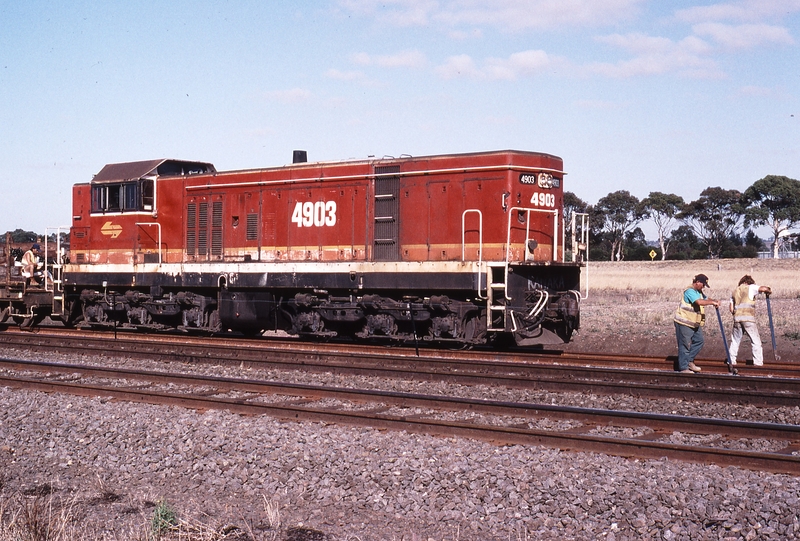 119759: km 63 Geelong Line Down Barclay Mowlem Track Assembly Train 4903 propelling