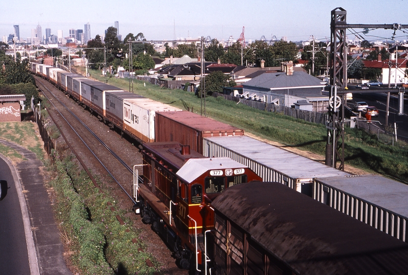 119824: West Footscray Junction Up Trip Train T 377 and 9143 Down Adelaide Contrans Superfreighter