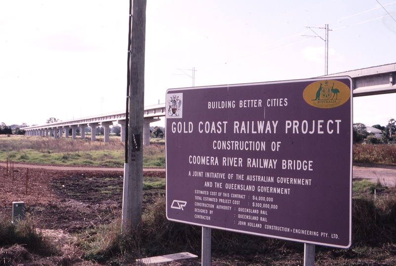 120084: Gold Coast Railway Project Sign at Coomera River Bridge