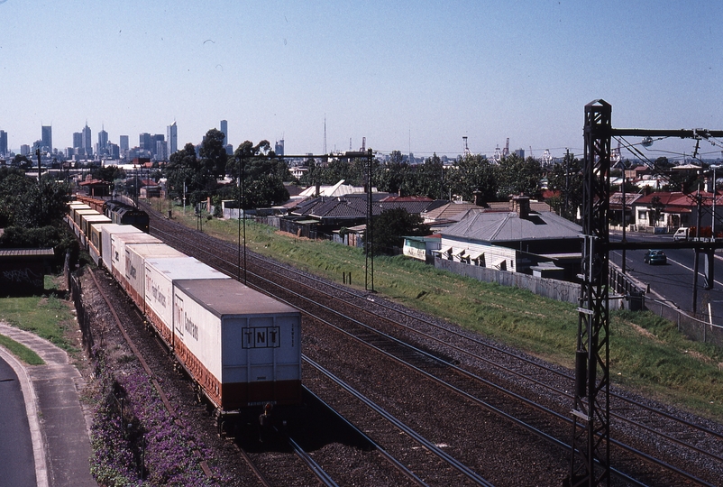 120836: West Footscray Junction 9702 Up Adelaide Freight C 508 C 507 and in distance 9802 Down Adelaide Freight