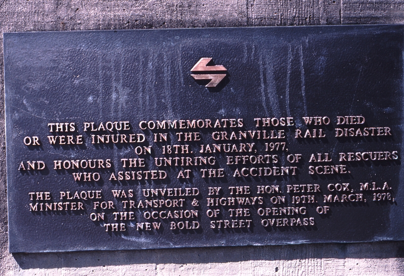 121752: Granville Bold Street Overbridge Plaque commemorating Disaster