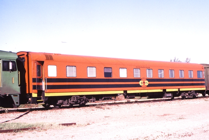 122717: Port Augusta ASR Crew Car EI84 former Wegmann Observation Car in Consist of 3MP9 SCT Train