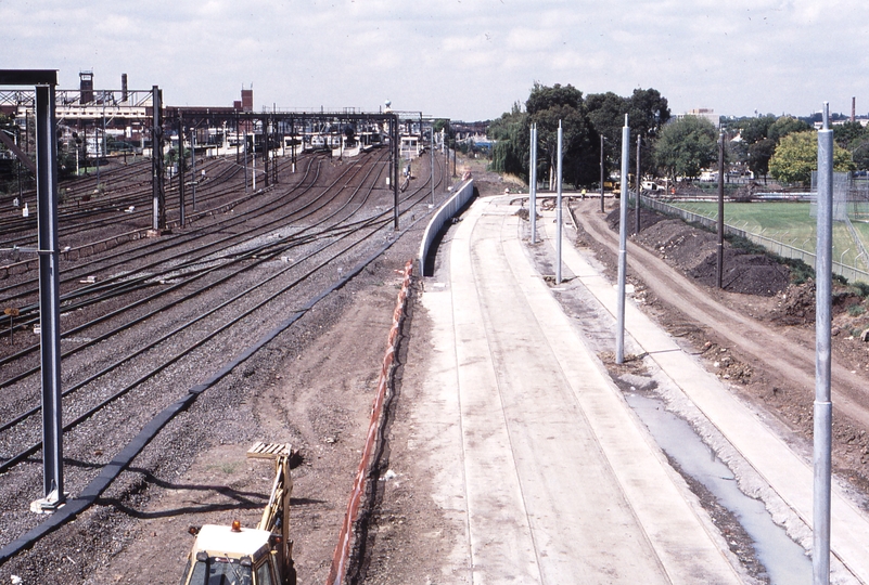 123237: Richmond (up side), MCG Footbridge Tramway construction in progress looking towards Richmond