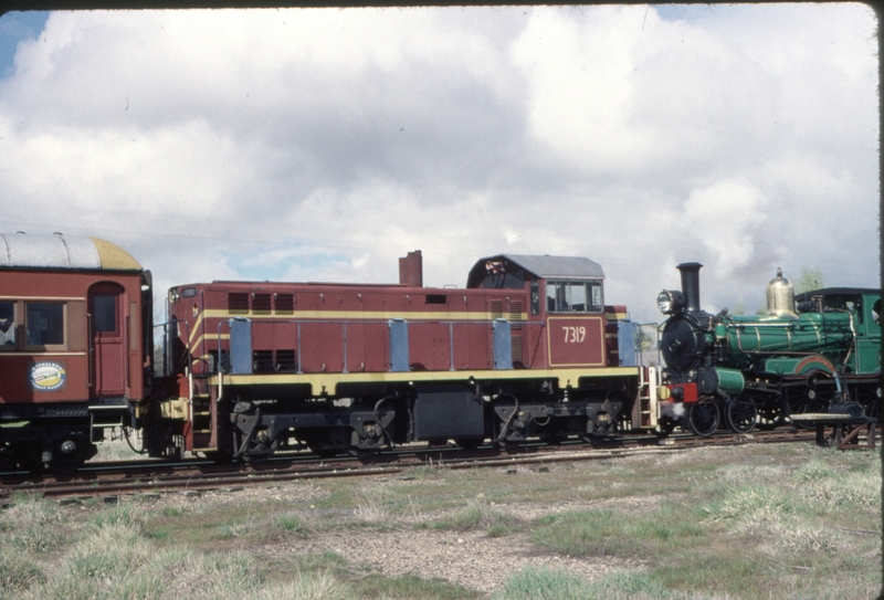 123967: Bungendore (1210), 7310 shunting cars for ARHS (ACT), Fathers' Day Special into platform