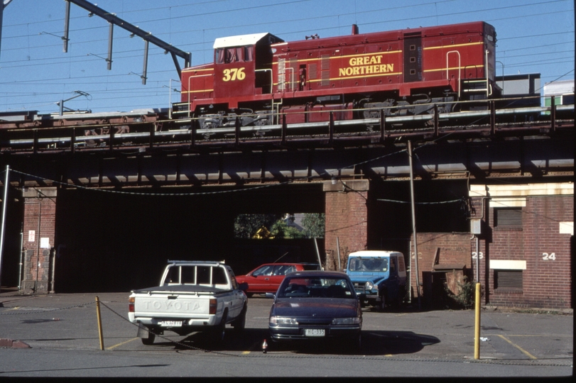 124721: Flinders Street Viaduct near Spencer Street T 376 Work Train