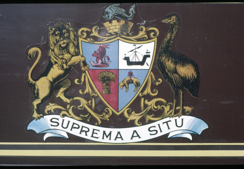 125357: Museum of Transport and Technology Coat of Arms on side of Wellington 135