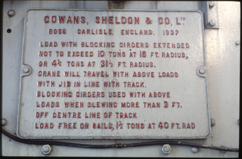 125407: Pukeoware Cowans Sheldon Maker's Plate 6056-1937 on Steam Crane 244