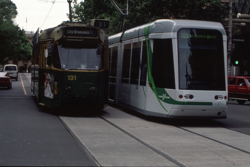 127174: Collins Street at Exhibition Street Eastbound Z3 131 and Westbound C 3004