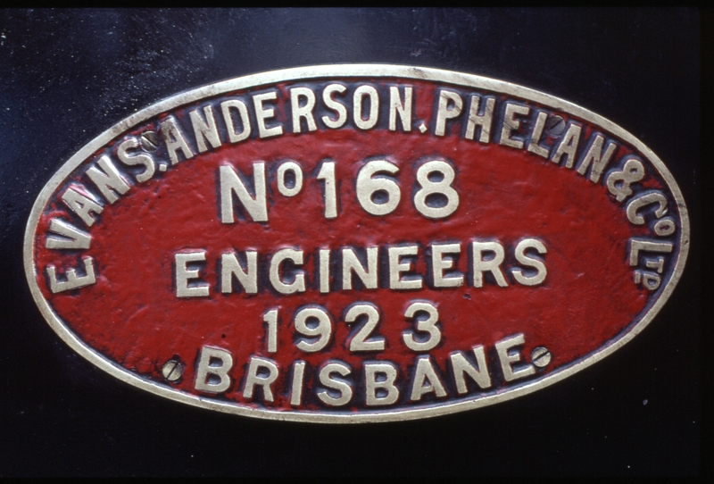 127762: Gympie Evans Anderson and Phelan Builder's Plate 168-1923 on C17 45