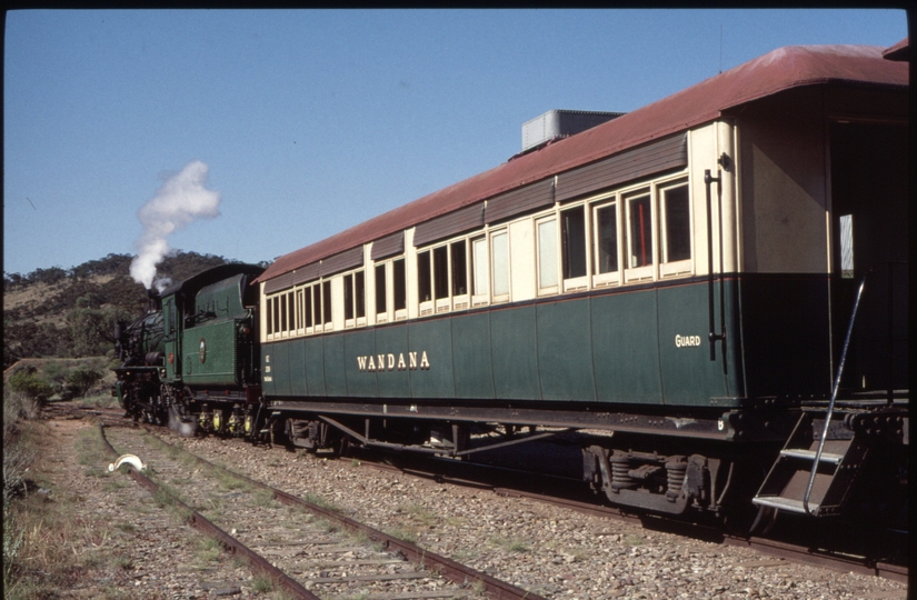 128020: Woolshed Flat 'Trans' to Quorn W 933 Car 209 'Wandana' first car in consist