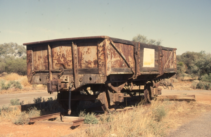 130286: Approx 34 M 50 Ch Silverton Tramway ex NSWGR 'S' wagon near memorial to 1915 shooting
