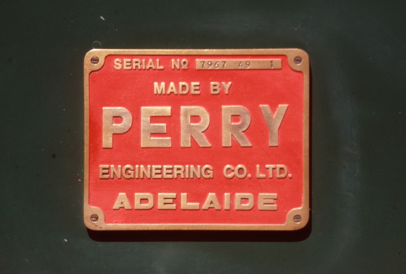 130850: Illawarra Light Railway Perry Maker's Plate 7967-49-1 on No 3 Tully No 6