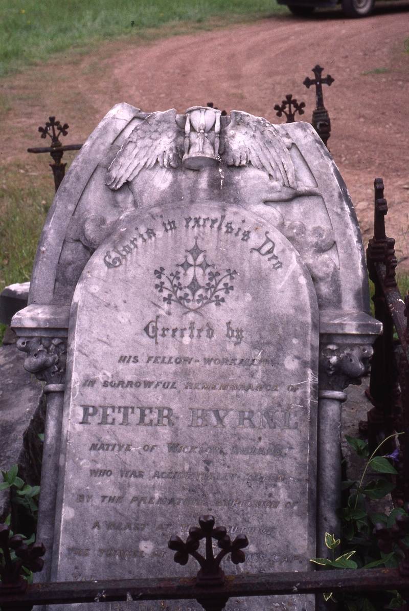 133384: Yea Cemetery Victoria Grave of Peter Byrne killed by premature explosion in railway tunnel Photo Late Ken Craven