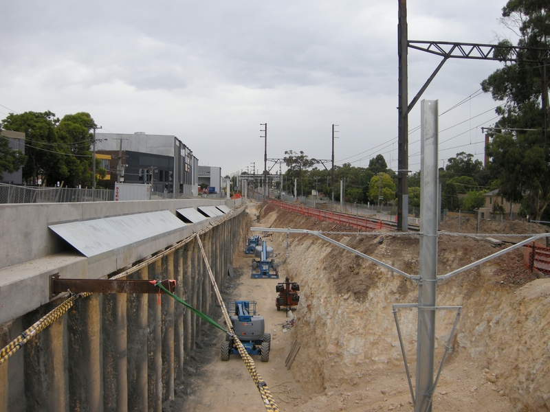 136323: Nunawading Grade separation works looking towards Ringwood past old station site
