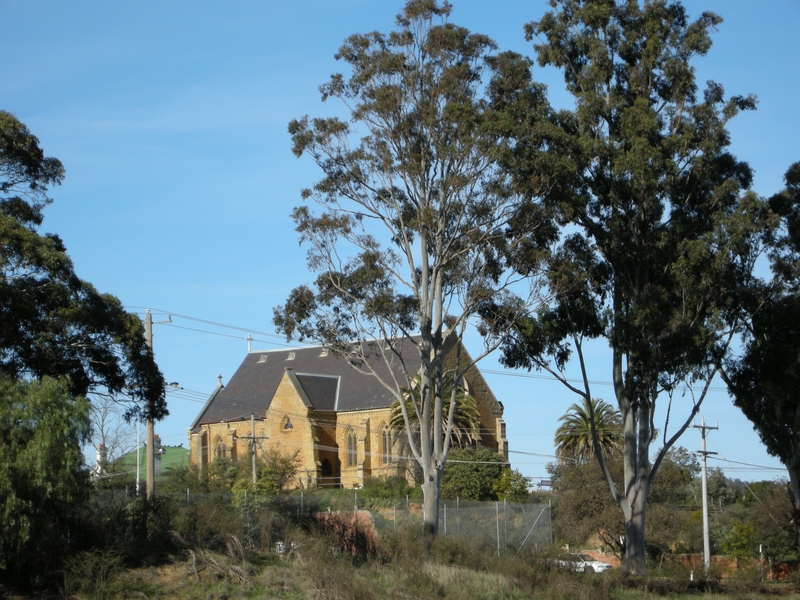 201529: Castlemaine Christ Church Anglican Church viewed from Railway Station