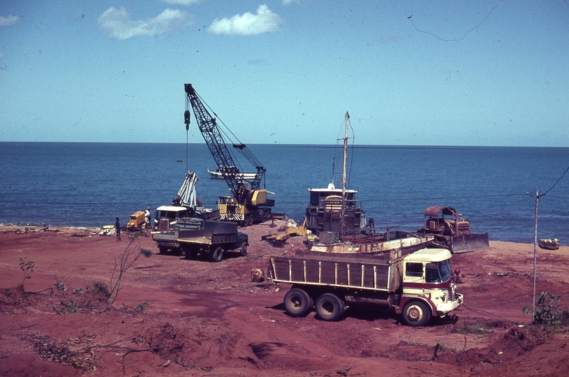 400079: Milner Bay Groote Eylandt NT BHP construction site unloading Fitzgerald's barge