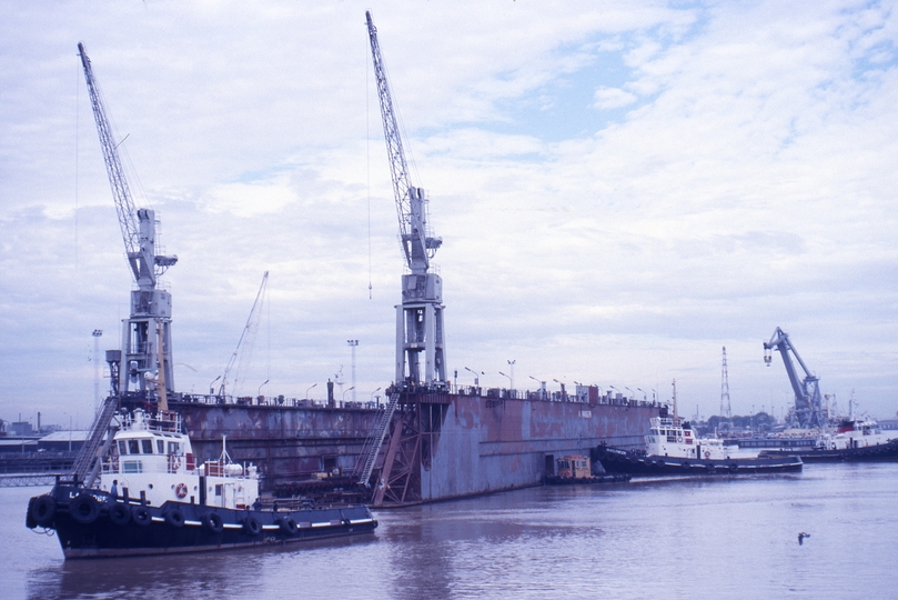 400527: Melbourne Victoria A J Wagglen floating dry dock being returned to its original site after dredging