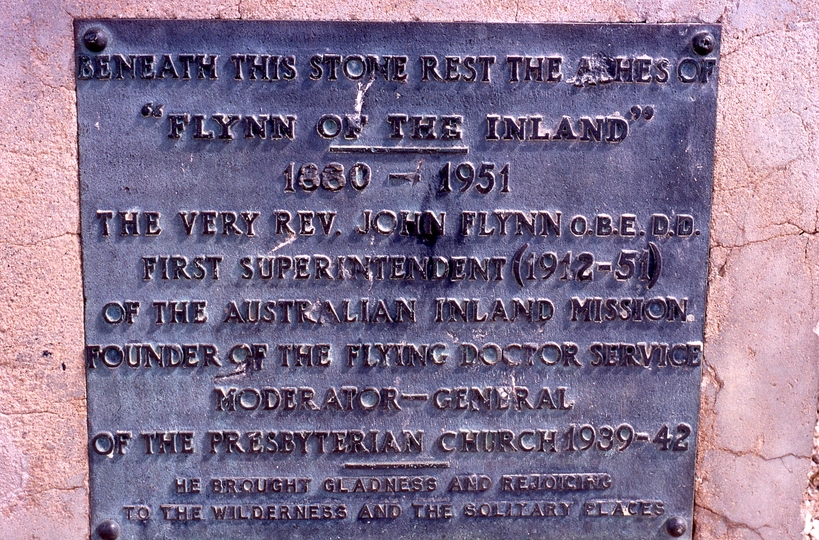 400767: near Alice Springs NT Plaque on Flynn's grave