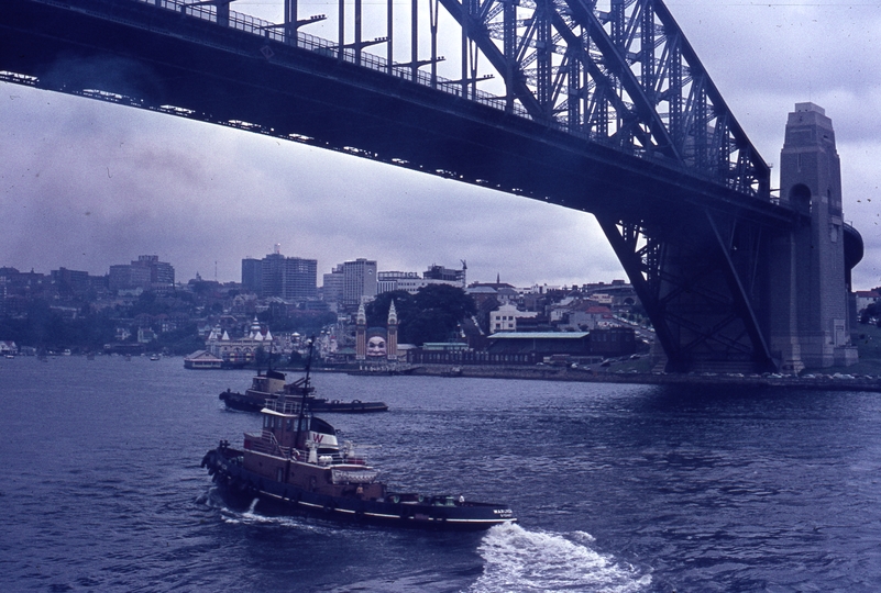 401769: Sydney Harbour New South Wales Bridge and Tug Photo Wendy Langford