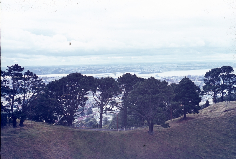 401772: Auckland New Zealand Mount Eden Crater looking towards the city Photo Wendy Langford
