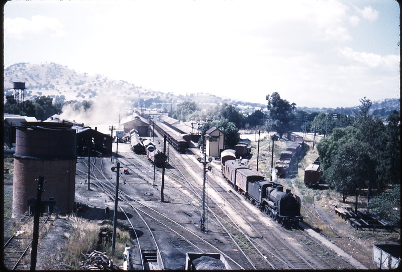 100122: Wodonga General view of yard from coaling tower A2 883 shunting