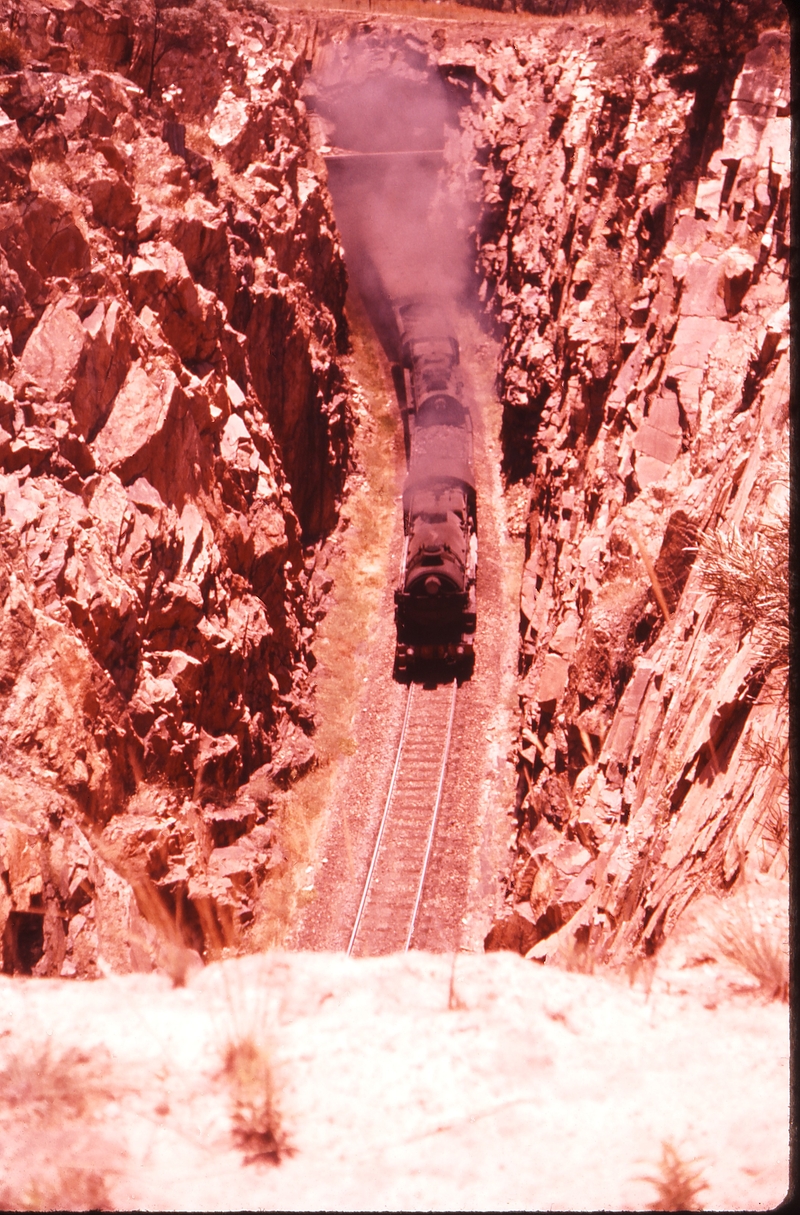 100301: Bethungra Spiral Up Riverina Express 3635 3823 Looking down between tunnels