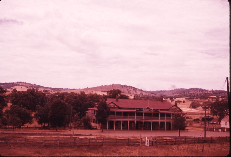 100328: Bethungra Spiral Up Riverina Express 1st Division Distant view of train over Shirley Hotel