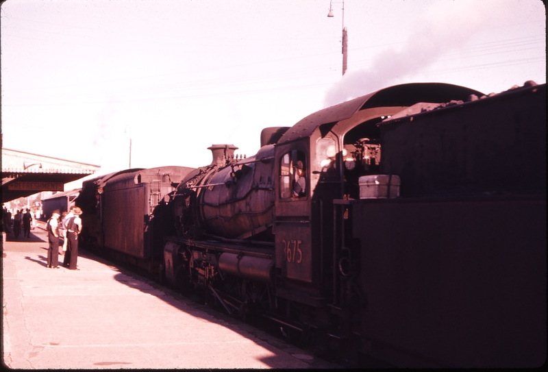 100358: Dubbo 9:00pm Sydney Bourke Passenger 3804 3675 Receding view of locomotives from platform