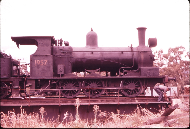 100419: Batlow - 1957 Side on view of Locomotive on turntable