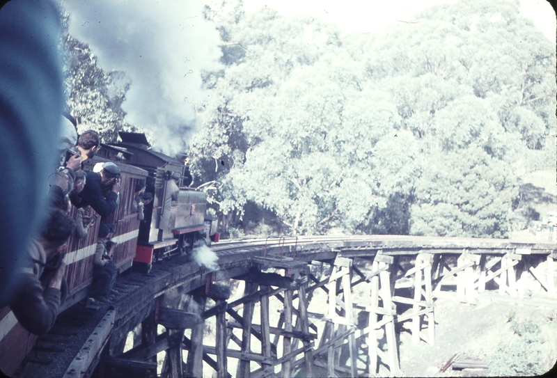 101707: Monbulk Creek Trestle Down Ballast 7A First train since 1953