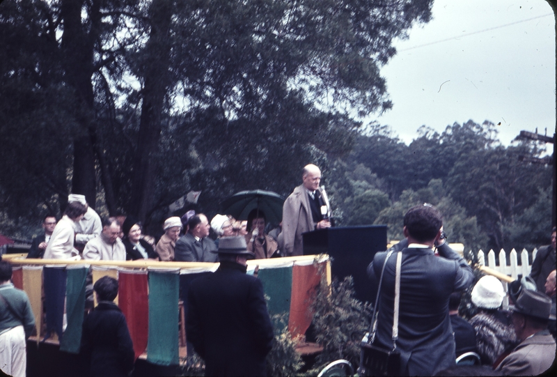 101738: Belgrave Acting Transport Minister R Meagher speaking at opening ceremony