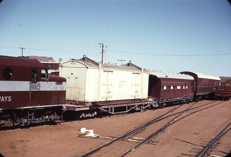 106186: Alice Springs Iced Van on Flat Wagon Standard Gauge profile Relay Van in distance