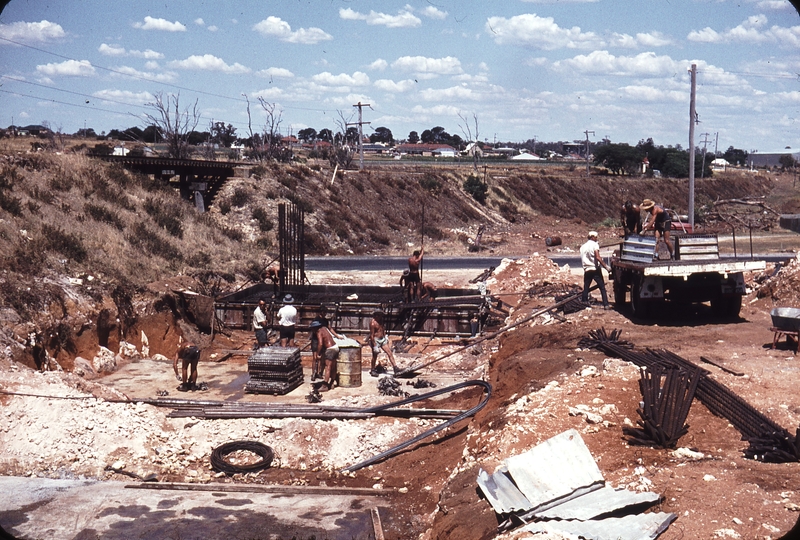 106721: Hamilton Road Bridge Placing Formwork and Reinforcement in Pier-Abutment Foundation Looking East